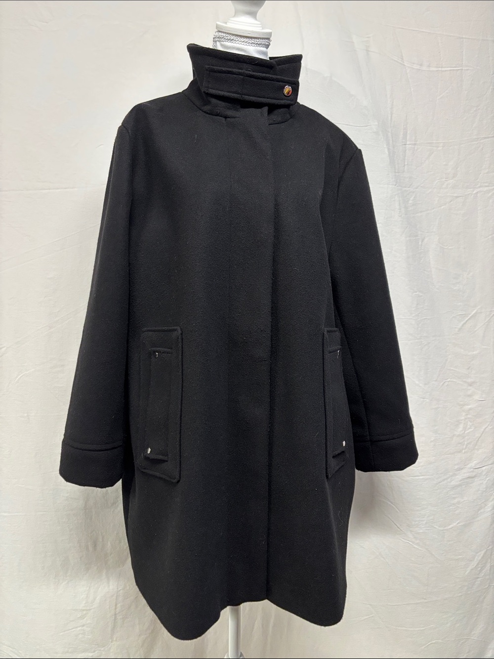 Nine West Black Stand Collar Pea Coat